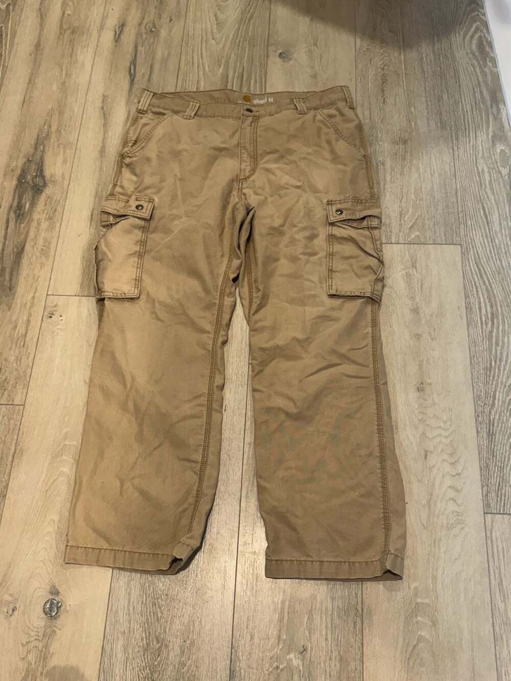 Carhartt Relaxed Fit Cargo Work Pants Tan Utility Workwear 38x30